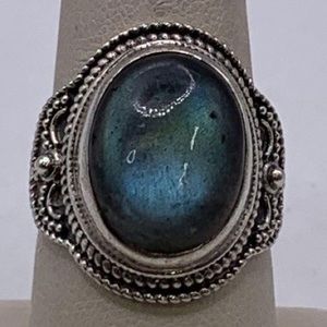 Sterling Silver Labradorite Ring Sz 8.